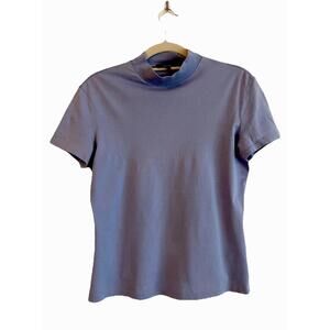 Theory Womens Turtleneck Top Short Sleeve Lavender Periwinkle Size S
